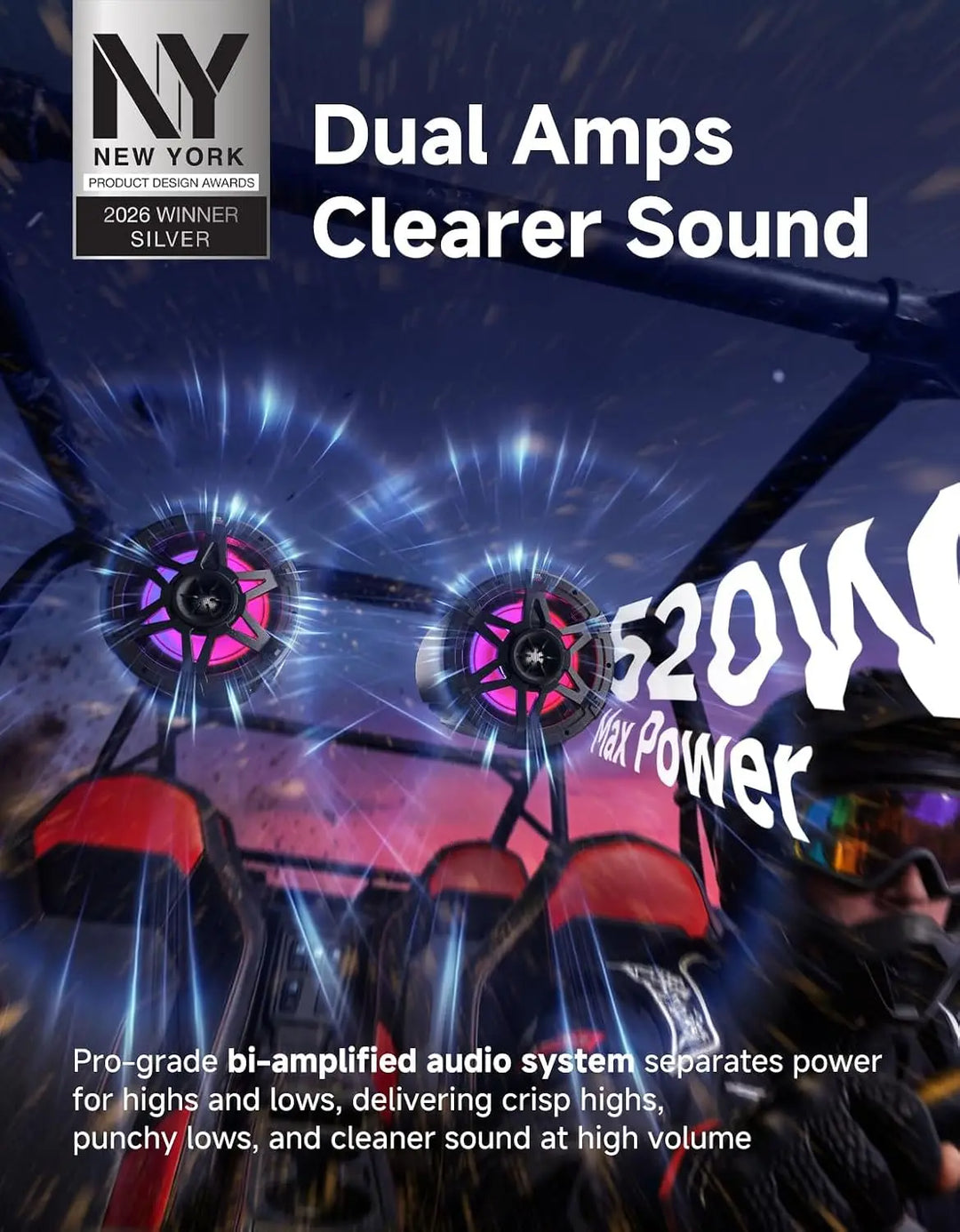 KP6 6.5" Universal Tower Speakers for UTV, ATV & Marine