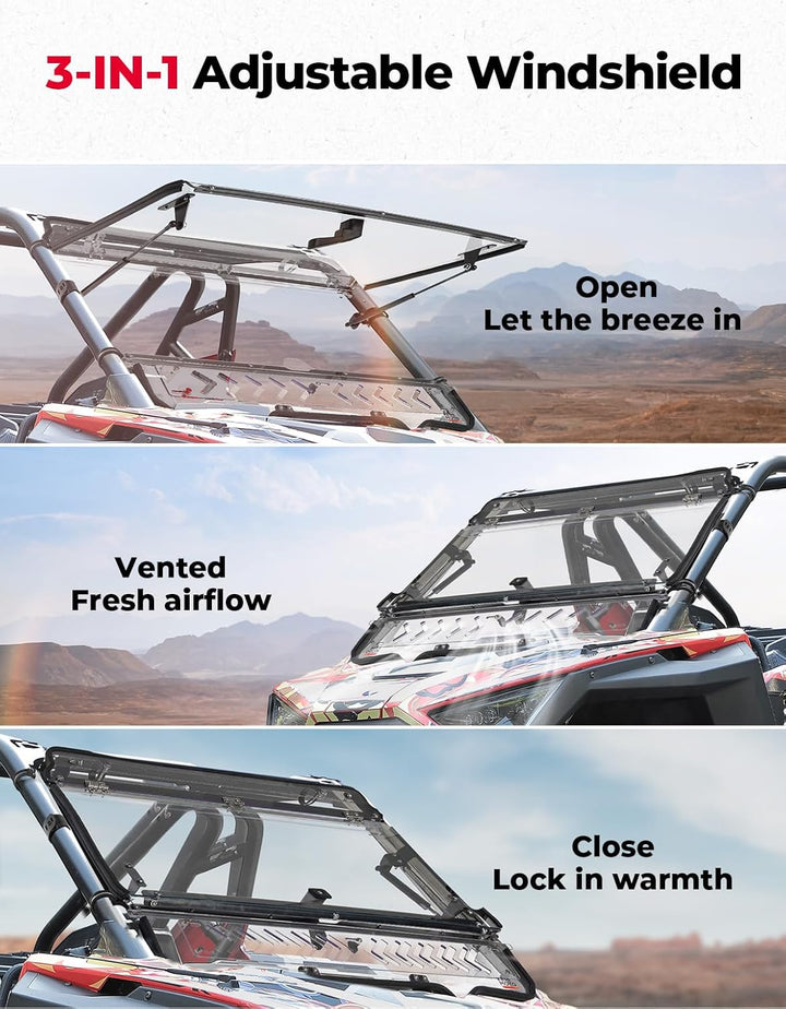 Upgraded Flip Windshield with Slide Window for 2020-2024 RZR PRO XP/4