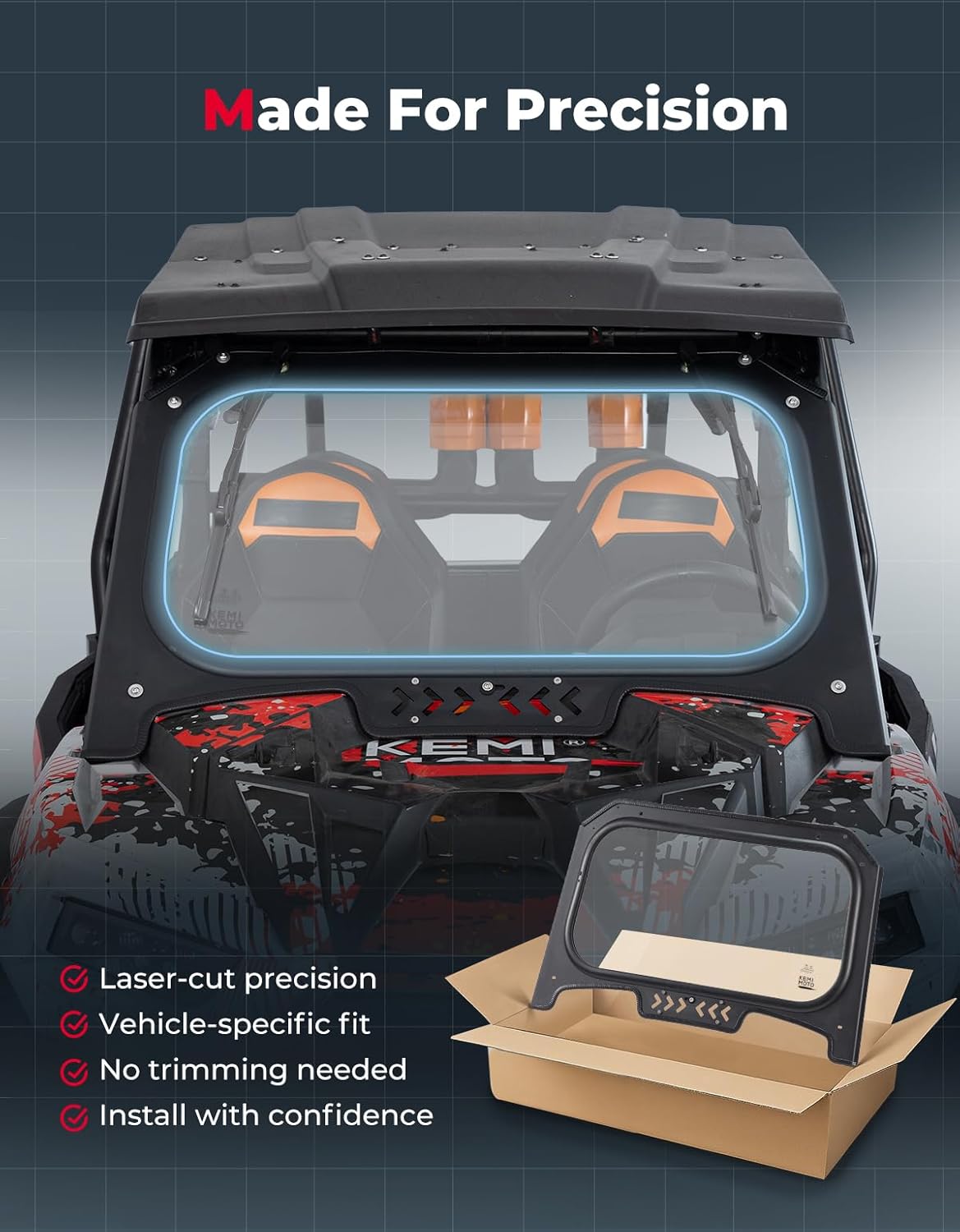 Glass Windshield with 2 Manual Wipers for Polaris RZR XP 1000 / 4 1000 /Turbo 2019-2026
