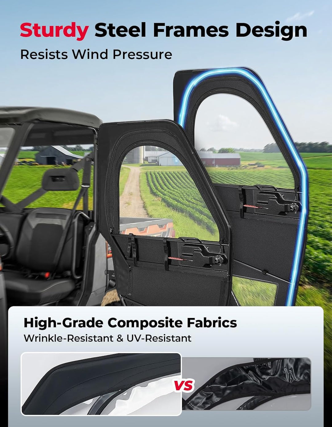 Full Doors with Steel Frame for Polaris Ranger 1000/ XP 1000 2018-2026