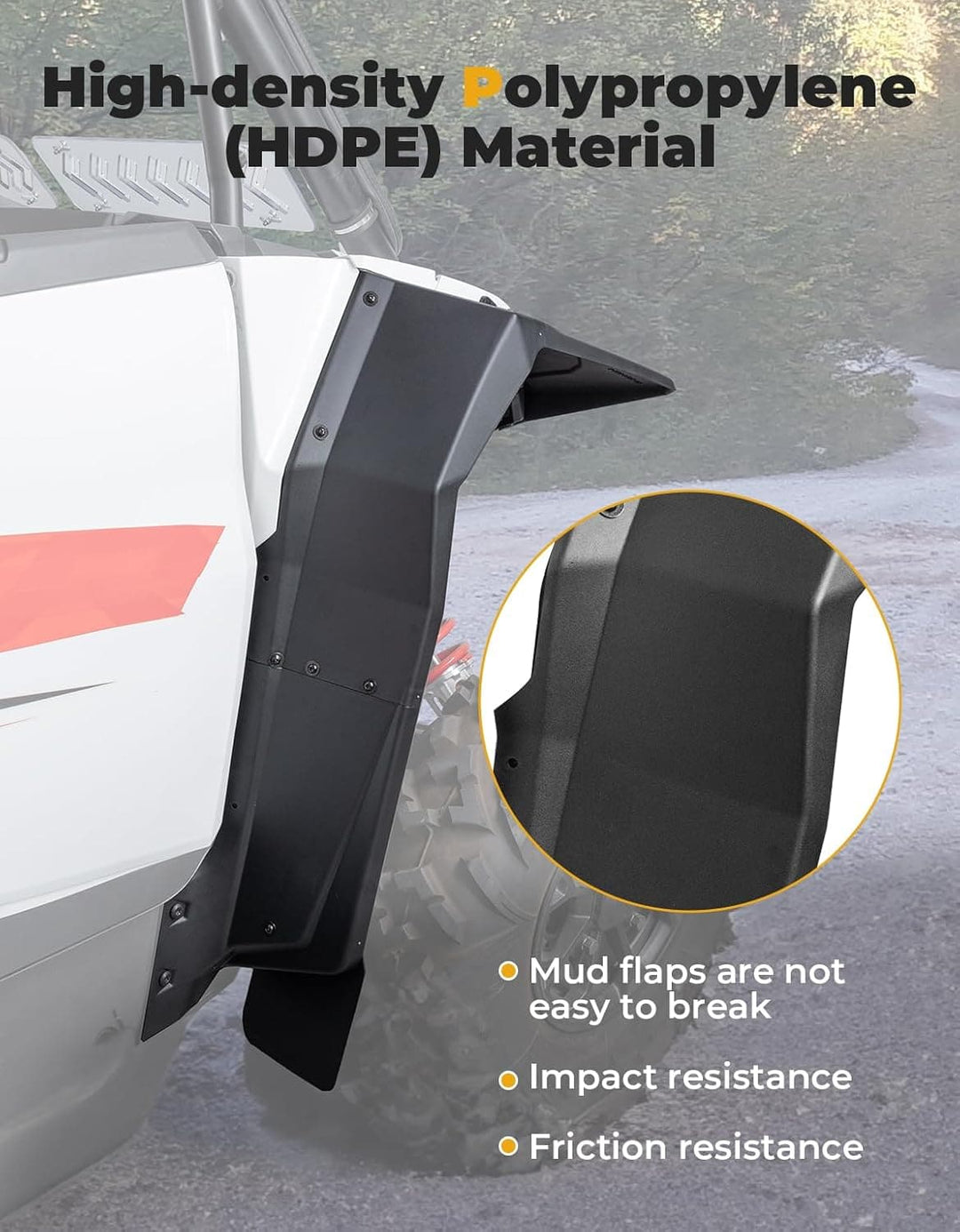 Fender Flares 8.5" Extended Mud Flaps for 2024-2025 Polaris RZR XP 4 1000 (4PCS) - Kemimoto