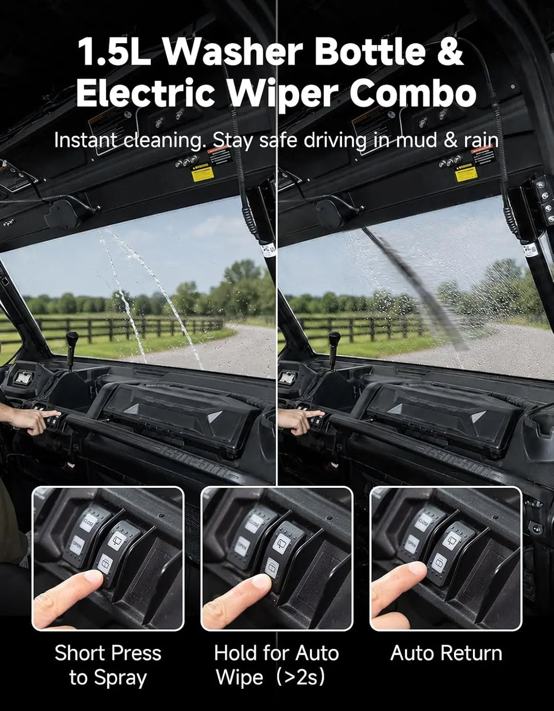 Power Flip Glass Windshield Fits Can-Am Defender