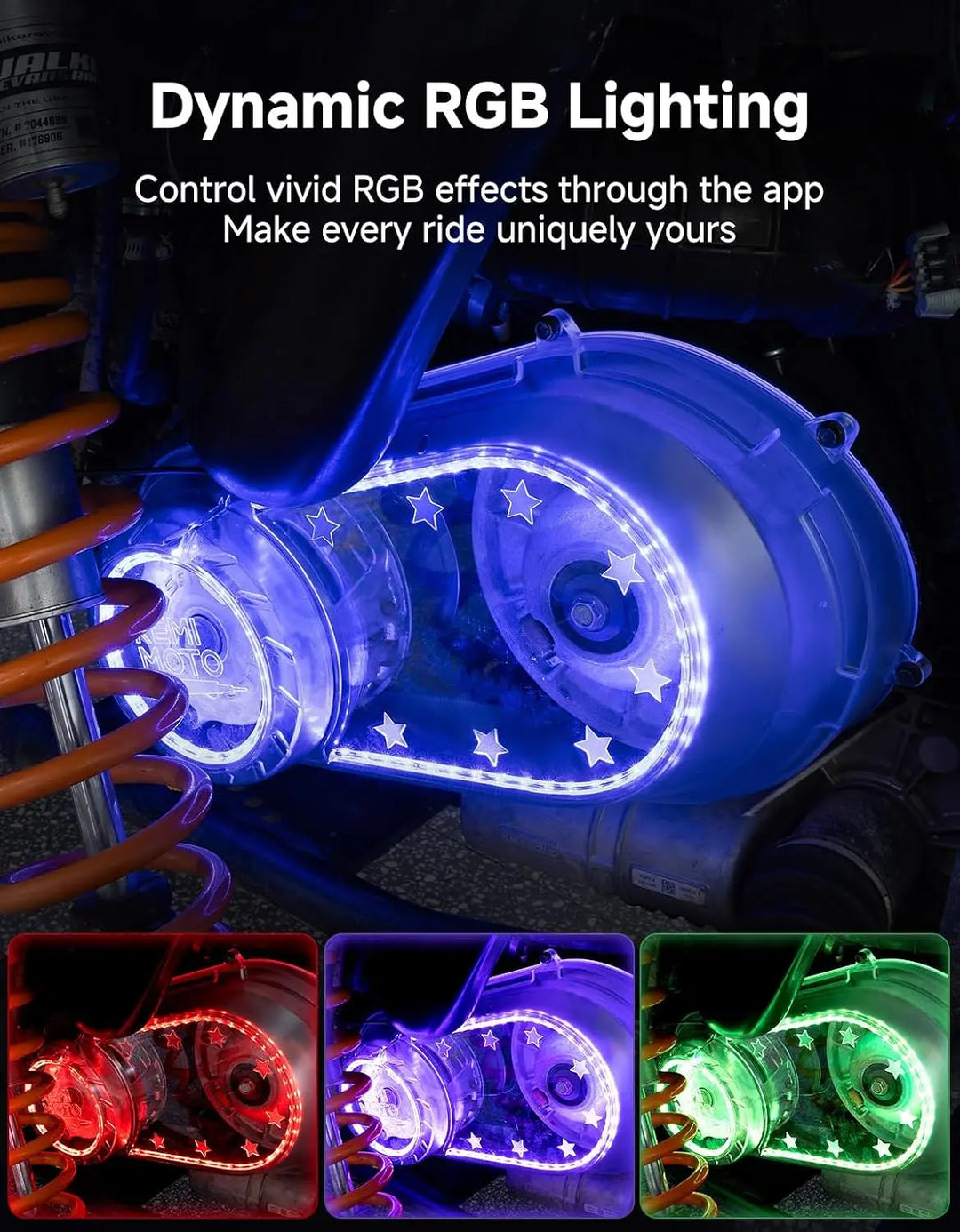 KEMIMOTO Clear Clutch Cover with App-Controlled RGB Lights for Polaris RZR & Ranger
