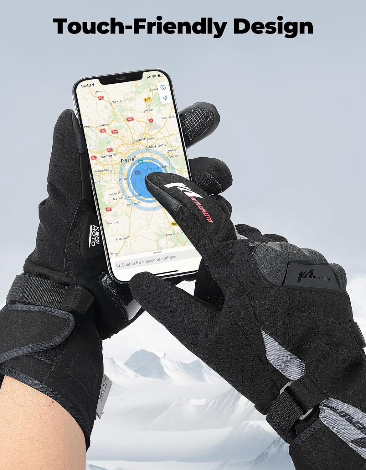 Heated Gloves Waterproof Touchscreen 7.4V 2500mAh