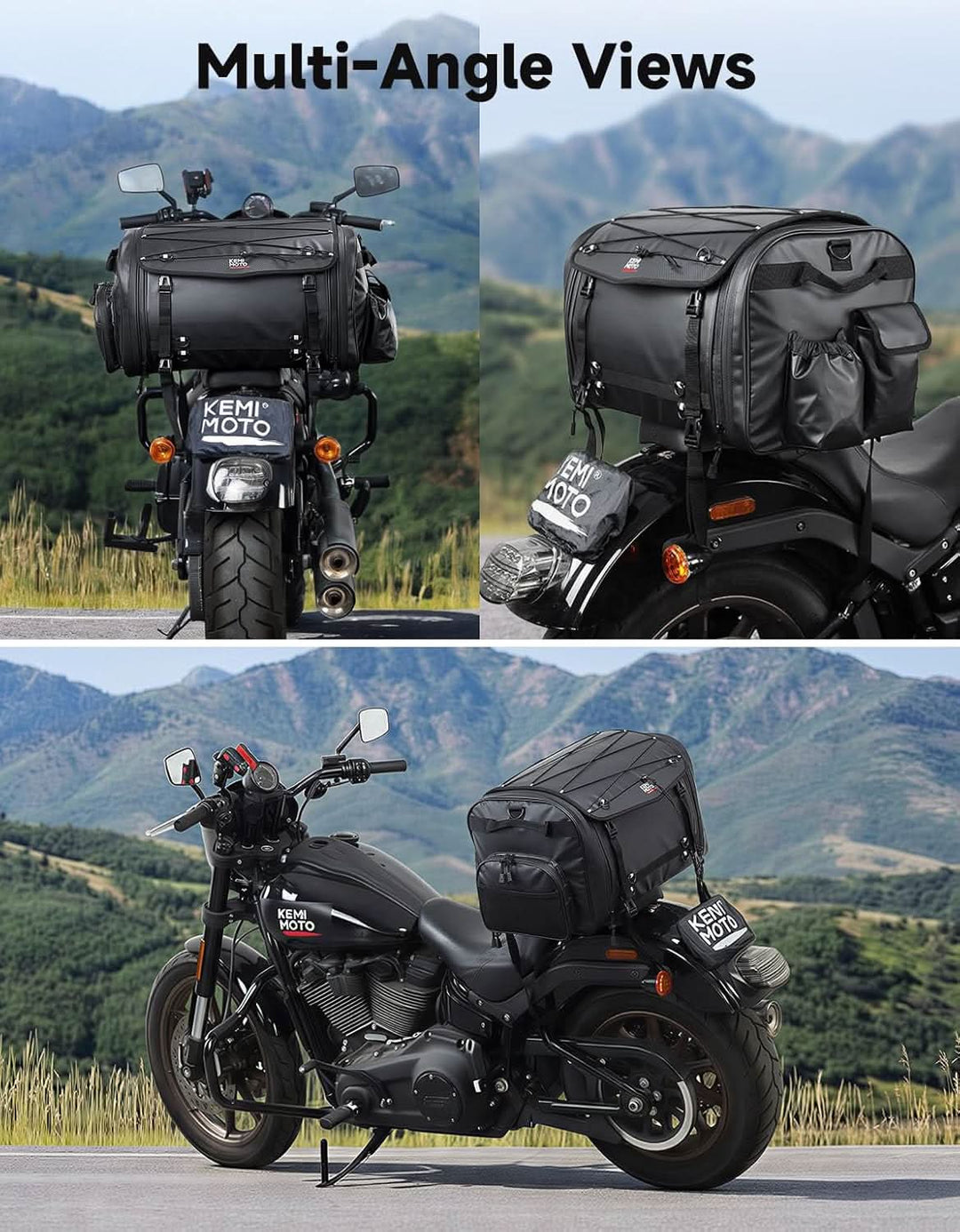 60–80L Expandable Tail Bag For Motorcycle Travel - Kemimoto