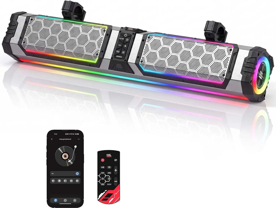 KEMIMOTO Midnight 80 Gen2 UTV Soundbar For Can am Polaris 680W Max Power, IP66 Waterproof & Quad Passive Radiators