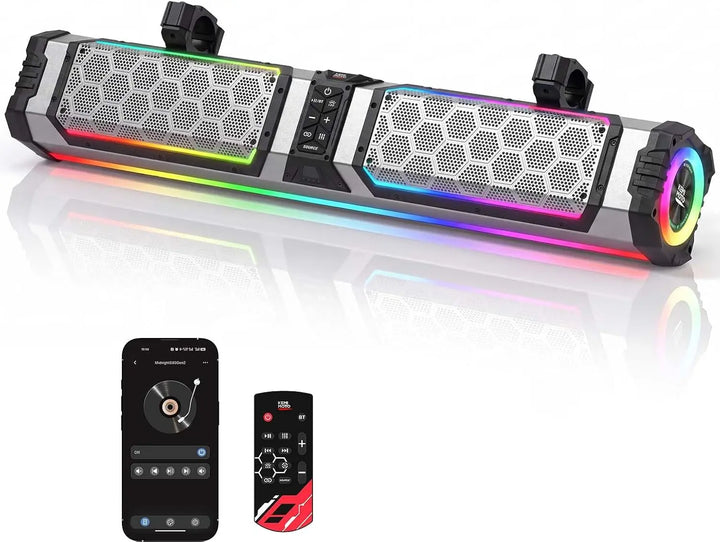 KEMIMOTO Midnight 80 Gen2 UTV Soundbar For Can am Polaris 680W Max Power, IP66 Waterproof & Quad Passive Radiators