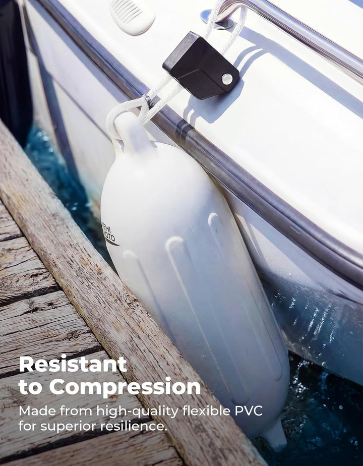 KEMIMOTO Boat Fenders with Boat Fender Clips White 5.5"*20"