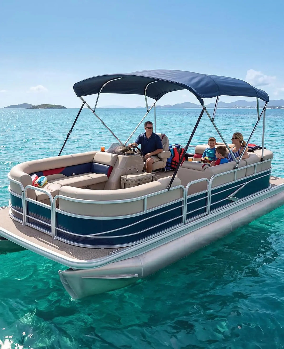 KEMIMOTO 2/3/4 Bow Bimini Top for Boats with Rear Support Poles