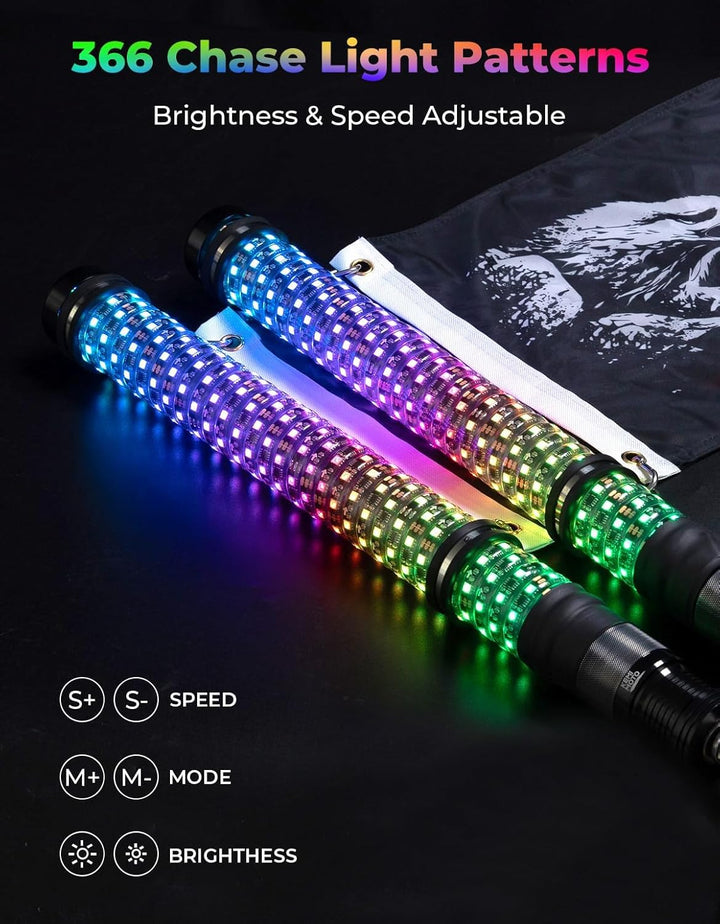 2PC 2FT Fat Whip Lights w/Turn Signal Function for UTV ATV Boat