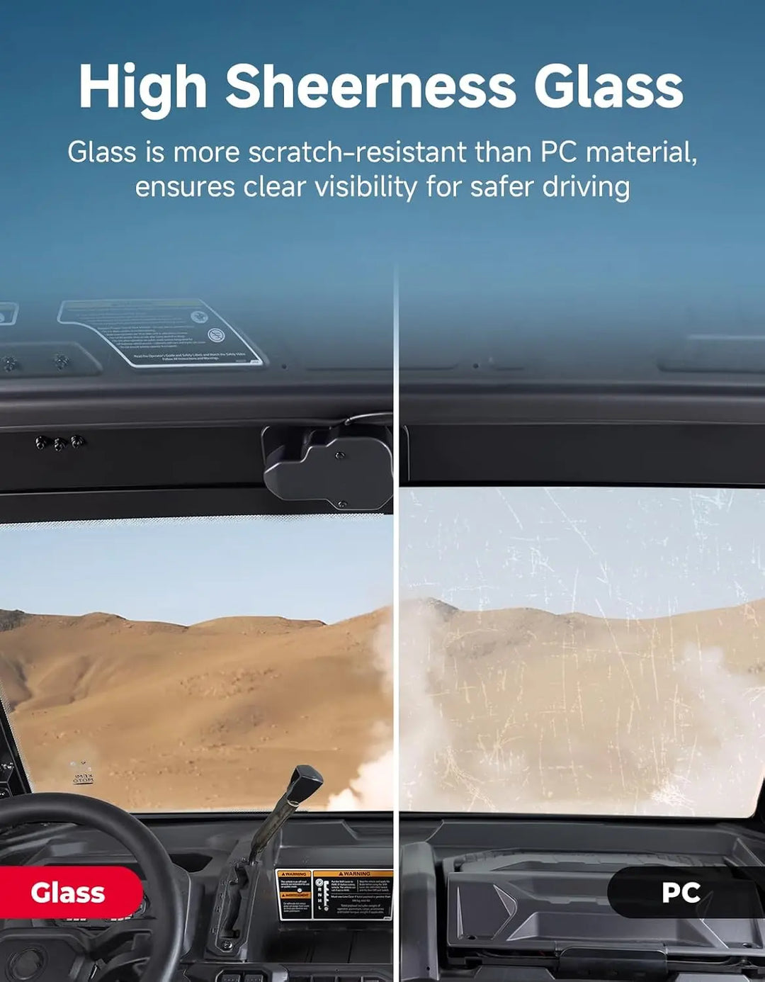 7mm Laminated Glass Windshield with Electric Wiper for Can-Am Defender & Defender MAX