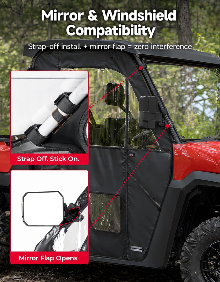 KEMIMOTO Upgraded PVC Soft Doors Cab Enclosure for Polaris Ranger 570 Full Size, Ranger 800 XP and Ranger 700 with Premium YKK Zippers
