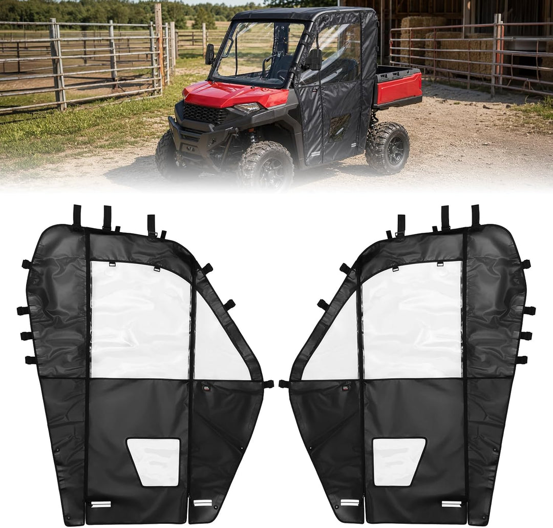 KEMIMOTO Upgraded PVC Soft Doors Cab Enclosure for Polaris Ranger 570 Full Size, Ranger 800 XP and Ranger 700 with Premium YKK Zippers