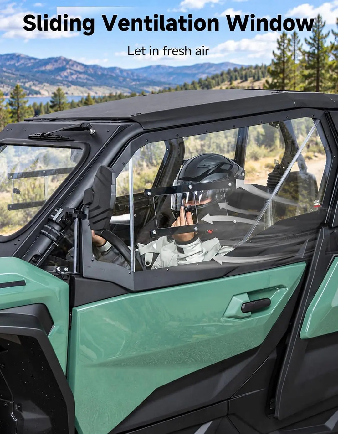 KEMIMOTO Hard Cab Enclosure with Sliding Vent Windows for 2021+ Can-Am Commander MAX