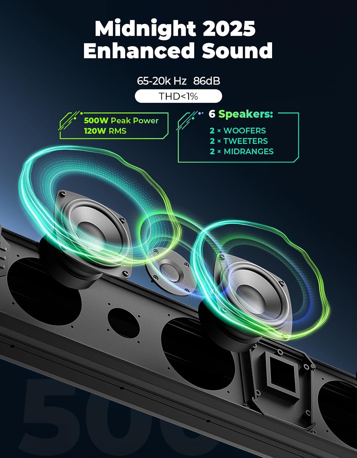 KEMIMOTO Midnight 80 32-inch 6-Speaker RGB UTV Sound Bar