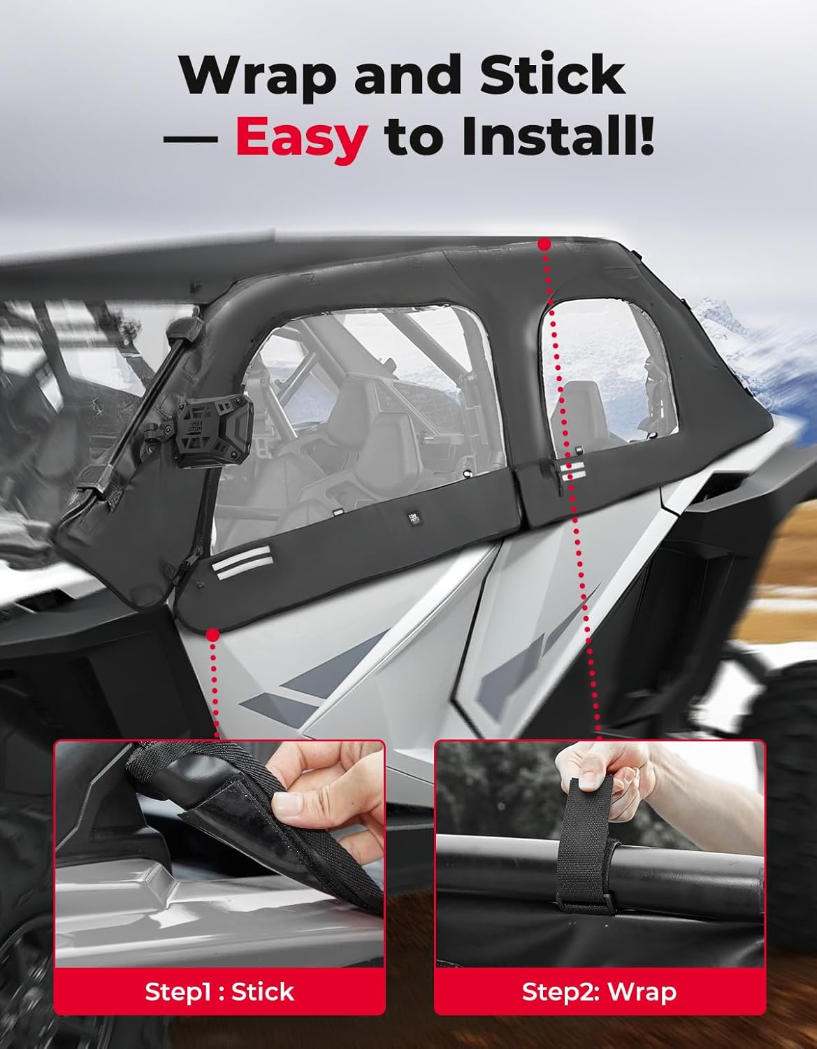 Soft Upper Door Cab Enclosure Set for Polaris RZR PRO XP 4/Turbo R 4