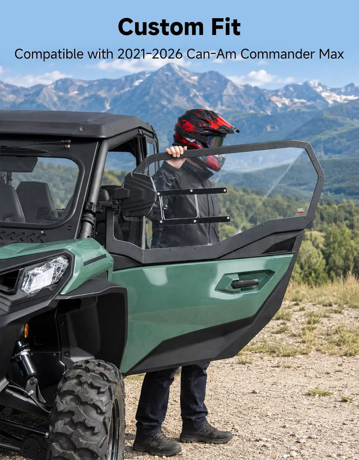 KEMIMOTO Hard Cab Enclosure with Sliding Vent Windows for 2021+ Can-Am Commander MAX