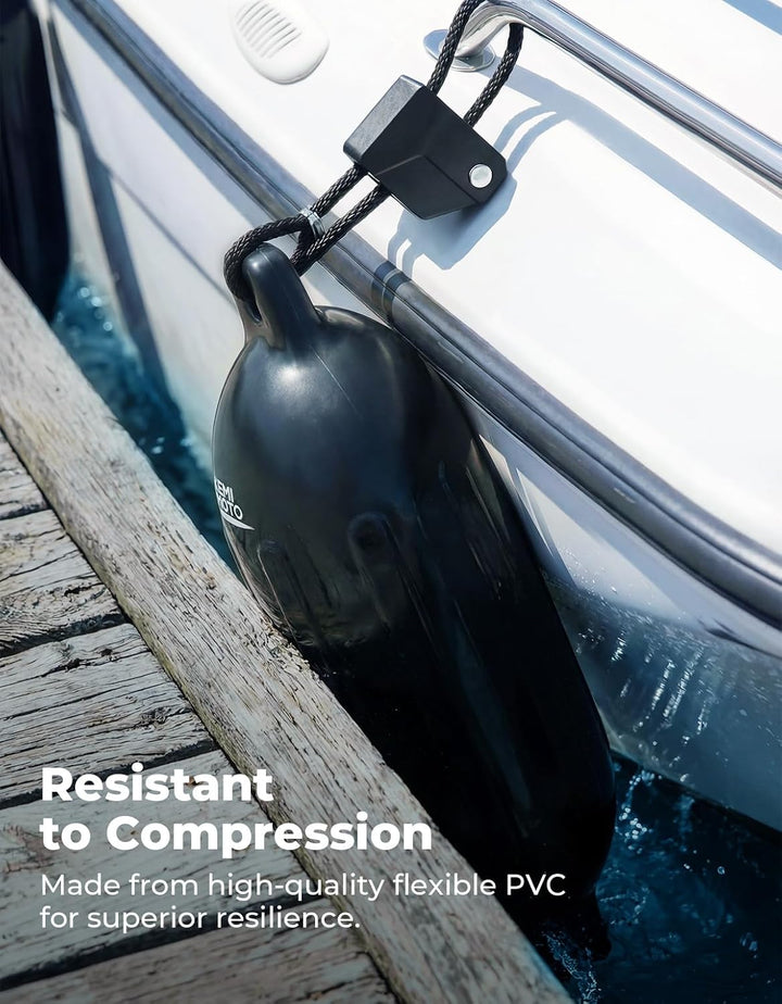 KEMIMOTO Boat Fenders with Boat Fender Clips Black 5.5"*20"