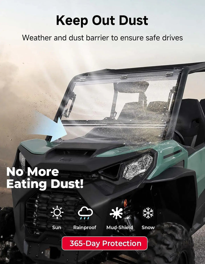 3-in-1 Flip Windshield Compatible with 2021-2026 Can-Am Commander