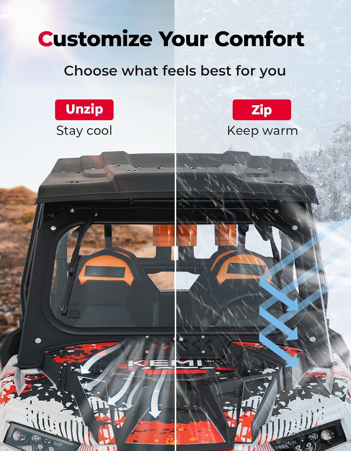 Glass Windshield with 2 Manual Wipers for Polaris RZR XP 1000 / 4 1000 /Turbo 2019-2026