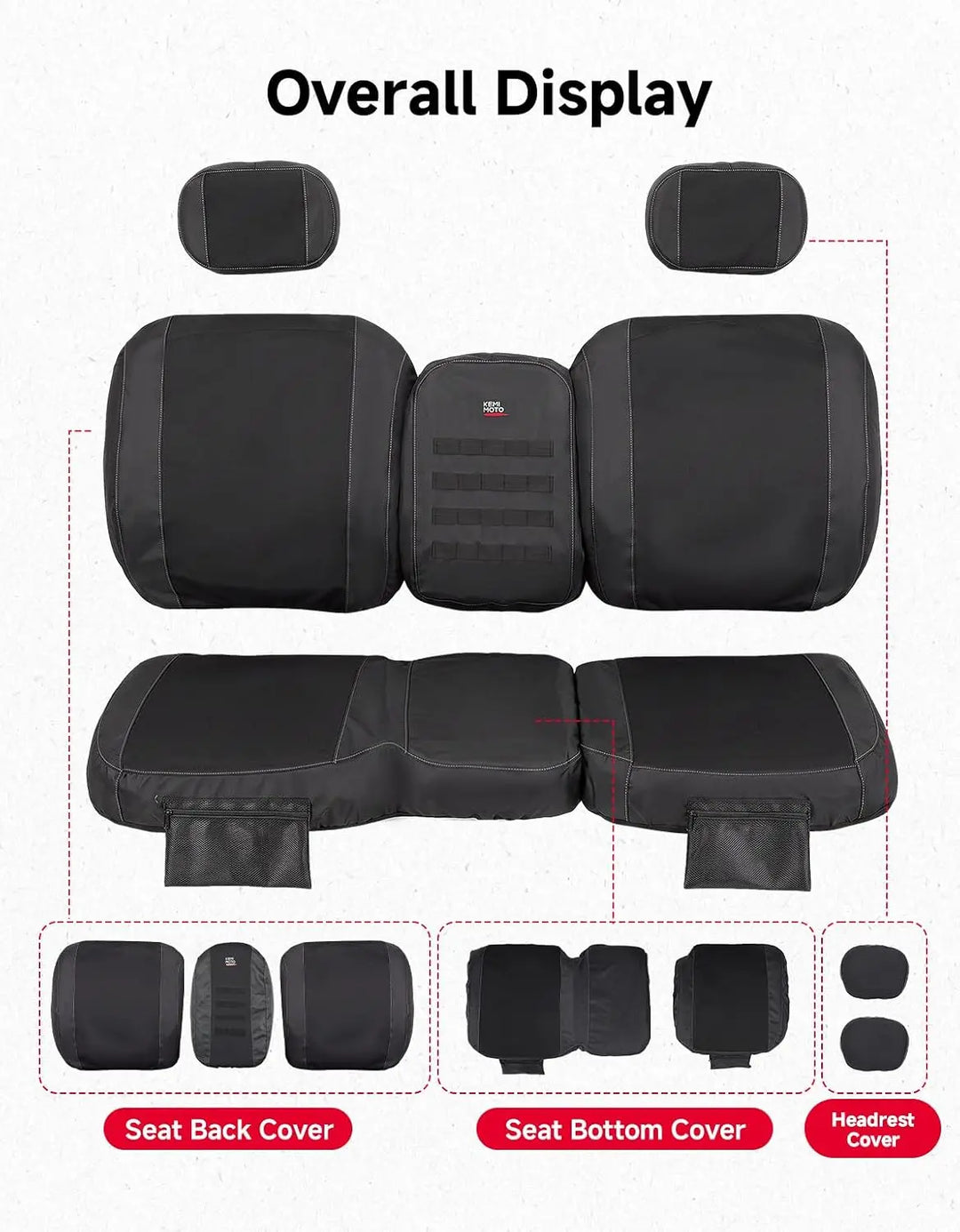KEMIMOTO Front Seat Covers with Storage for CFMOTO UFORCE U10 Pro 2025+