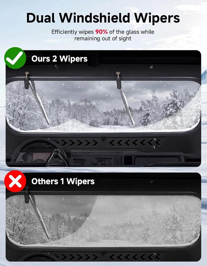 KEMIMOTO 7mm Glass Front Windshield with Manual Vent & Dual Wipers for Honda Pioneer 1000