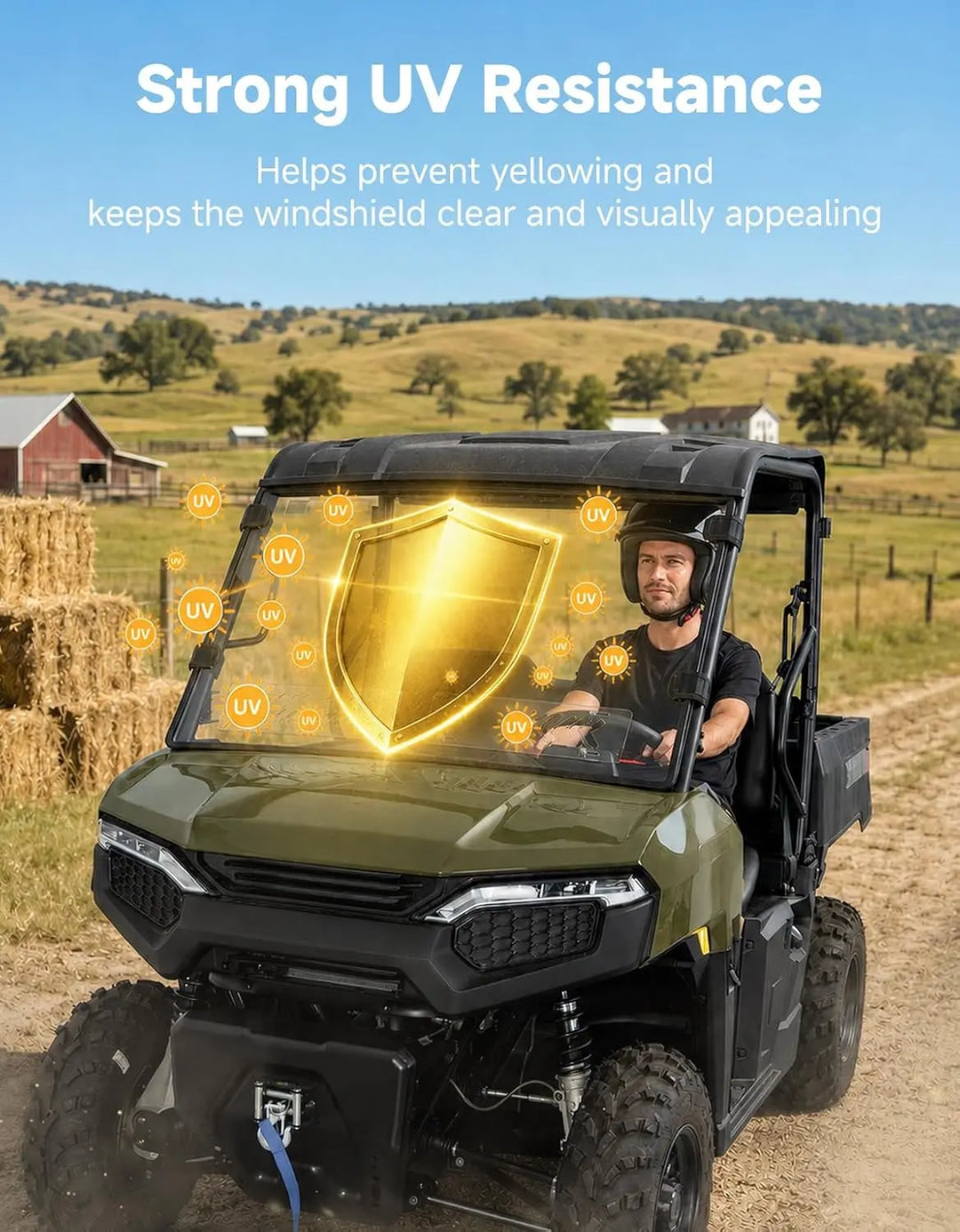 KEMIMOTO Vented Front Windshield for Polaris Ranger 500 2026–2027