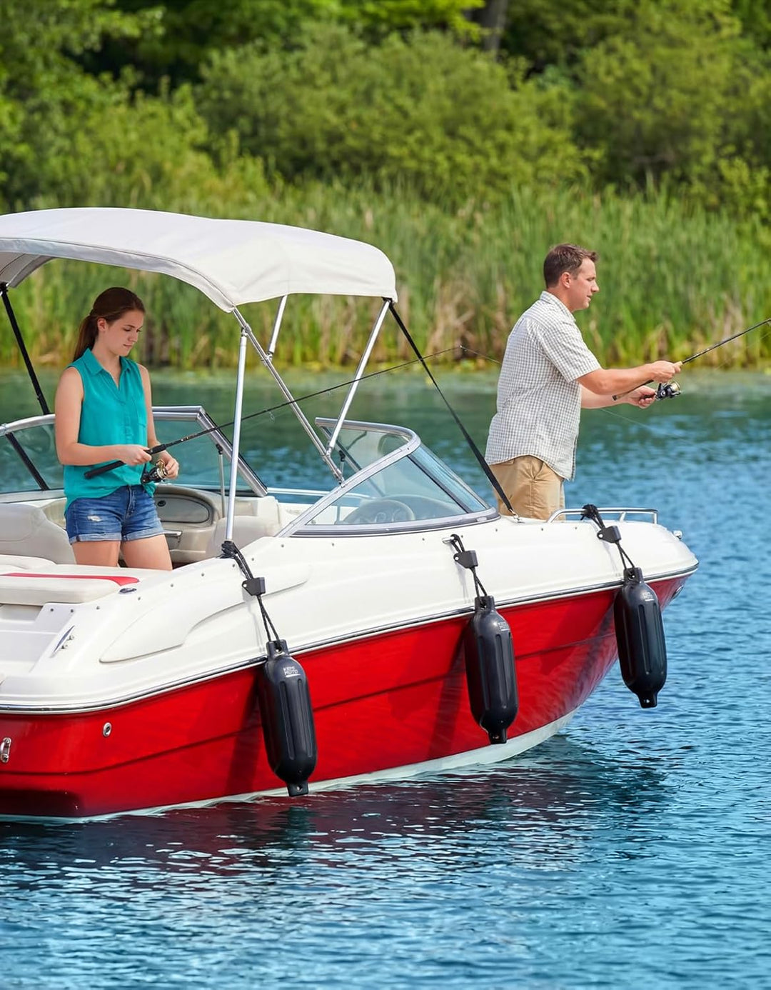 KEMIMOTO Boat Fenders with Boat Fender Clips Black 5.5"*20"