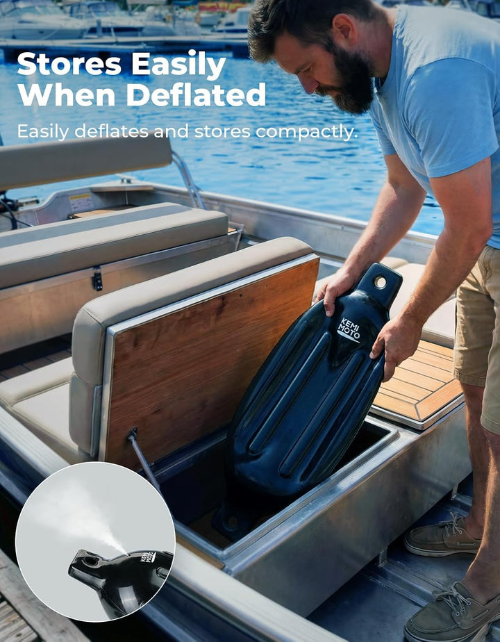 KEMIMOTO Boat Fenders with Boat Fender Clips Black 6.5"*23"