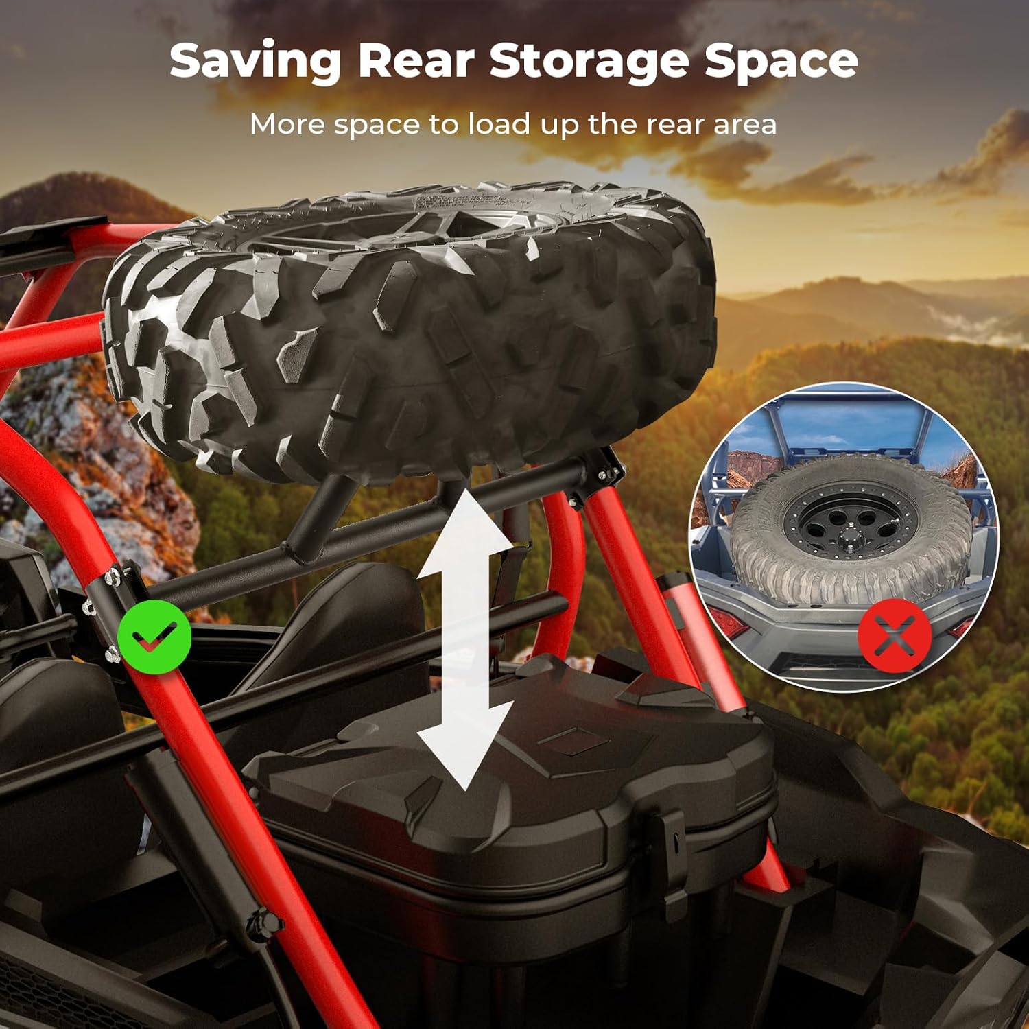 Spare Tire Carrier Mount for Polaris RZR XP 1000/4 1000 /Turbo