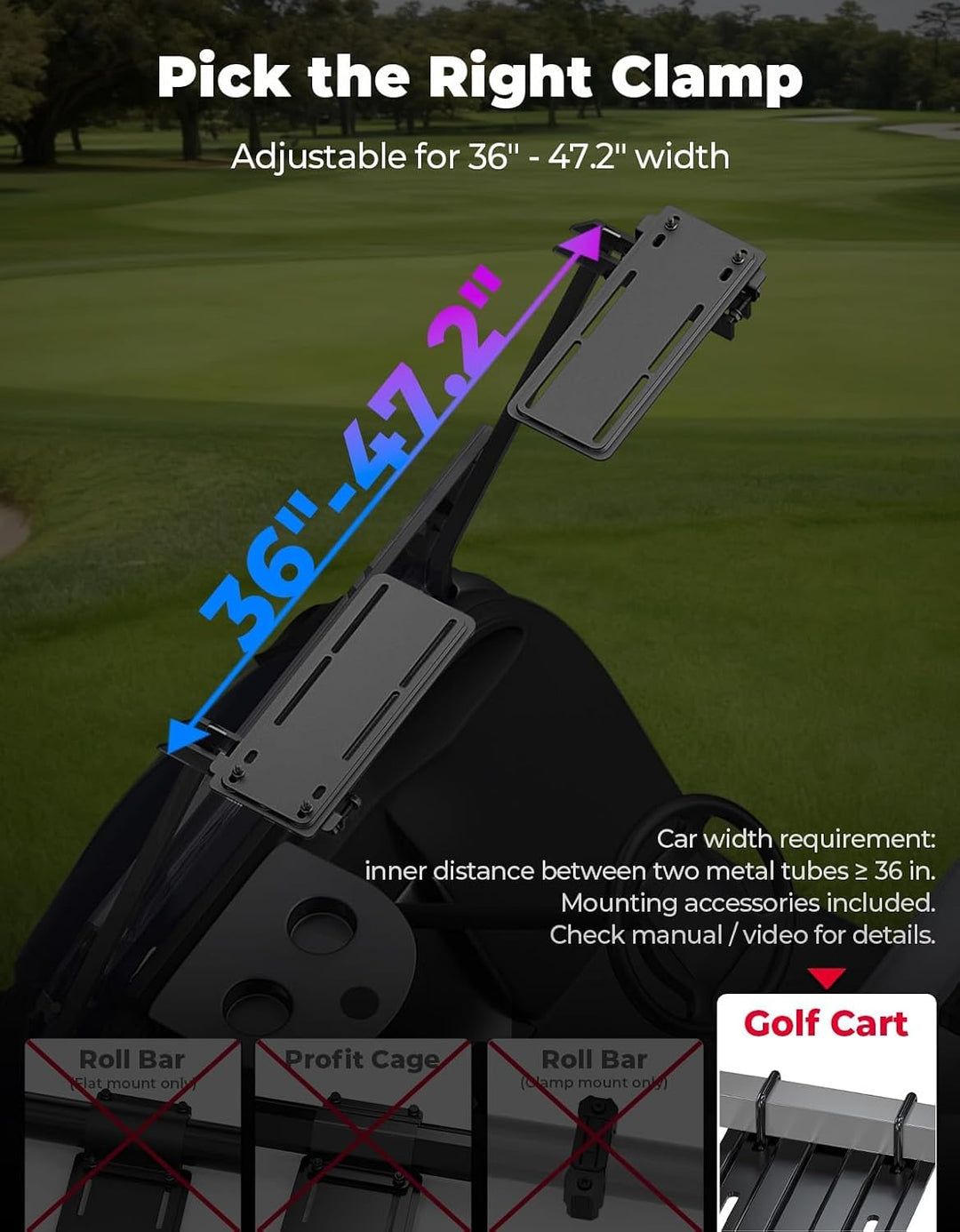 Midnight 90 Roof 34" Golf Cart Bluetooth Sound Bar RGB Lights 800W Waterproof Speaker
