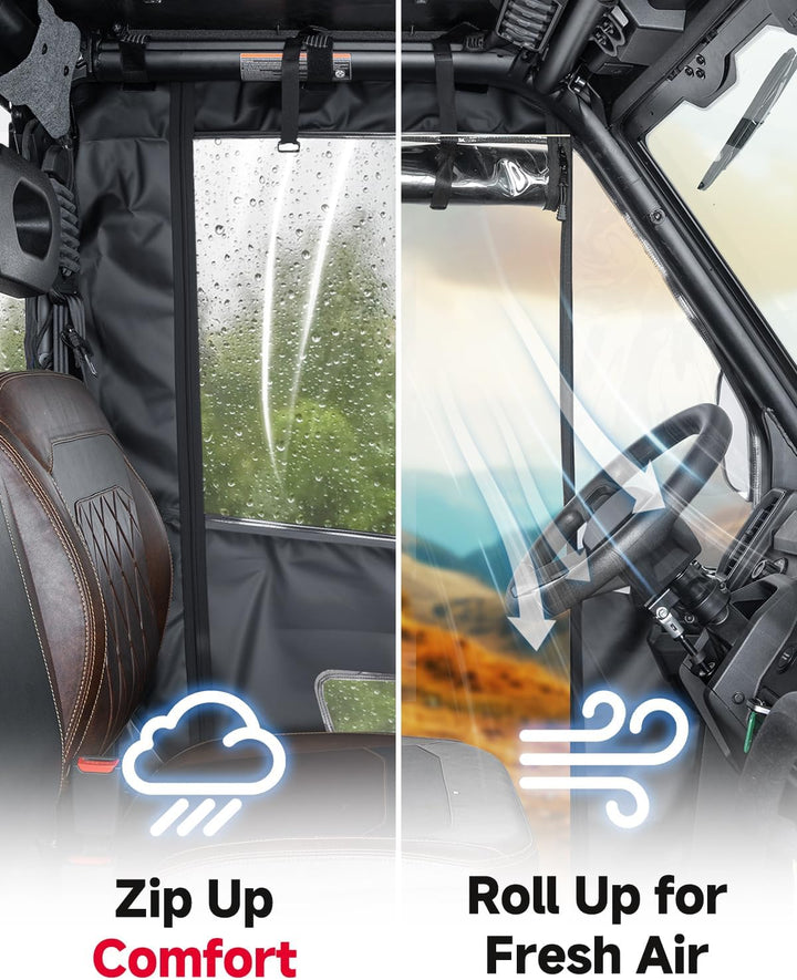 KEMIMOTO Upgraded PVC Soft Doors Cab Enclosure for Polaris Ranger 570 Full Size, Ranger 800 XP and Ranger 700 with Premium YKK Zippers
