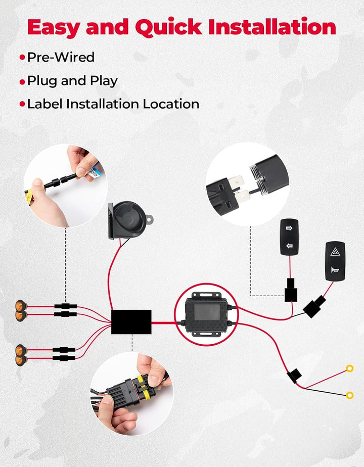 Universal Plug & Play Turn Signal Kit With Rocker Switch & 110D Horn
