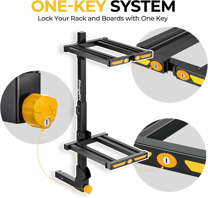 BougeRV Hitch Ski Snowboard Rack with Security Lock