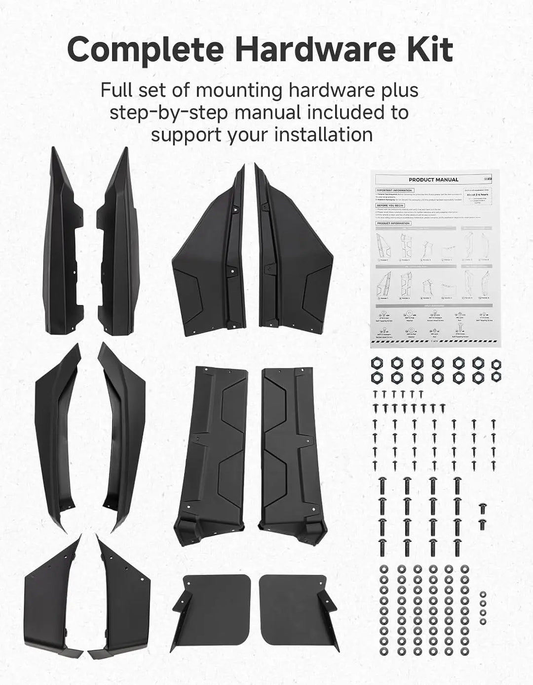 KEMIMOTO XXL Fender Flares with Lower Splash Plates for Polaris RZR PRO XP 2025+