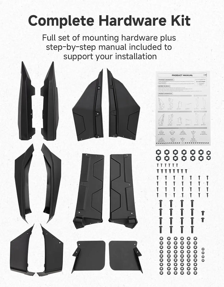 KEMIMOTO XXL Fender Flares with Lower Splash Plates for Polaris RZR PRO XP 2025+