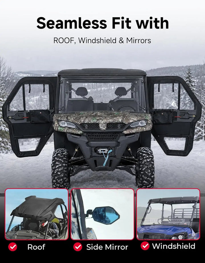 KEMIMOTO UTV Soft Doors with Steel Frame for CFMOTO UFORCE 1000 XL 2022–2026