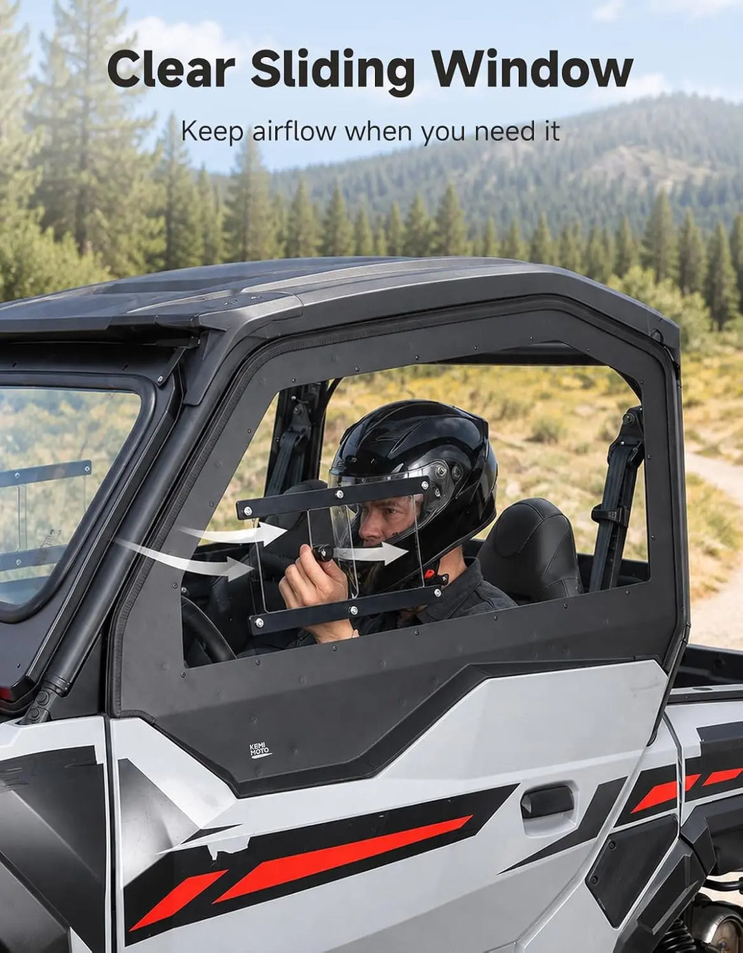 KEMIMOTO Hard PC Vented Upper Doors for Polaris General 1000 / XP 1000
