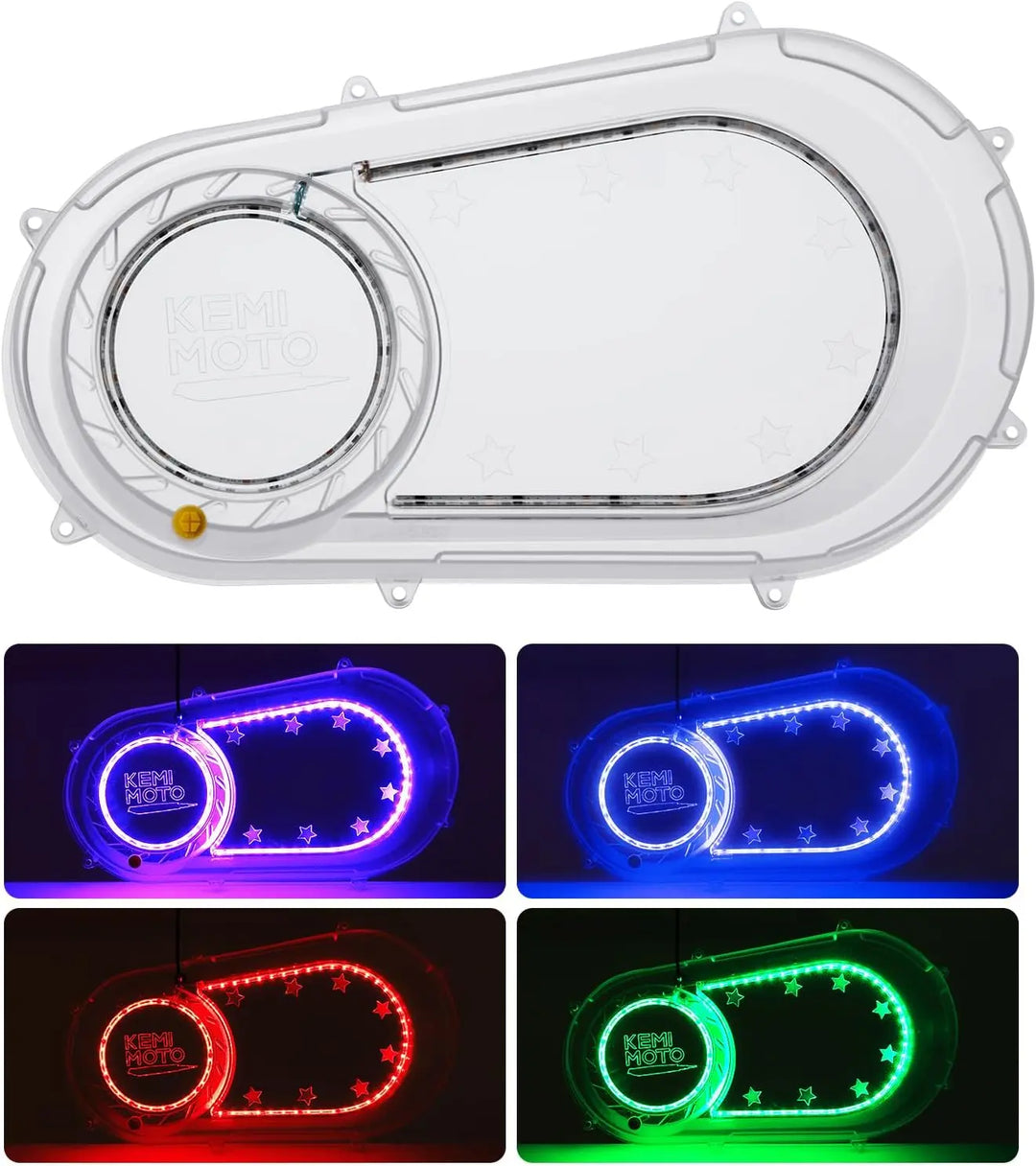 KEMIMOTO Clear Clutch Cover with App-Controlled RGB Lights for Polaris RZR & Ranger