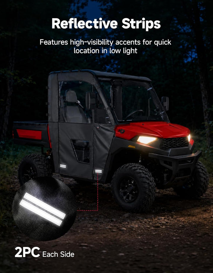 KEMIMOTO Upgraded PVC Soft Doors Cab Enclosure for Polaris Ranger 570 Full Size, Ranger 800 XP and Ranger 700 with Premium YKK Zippers