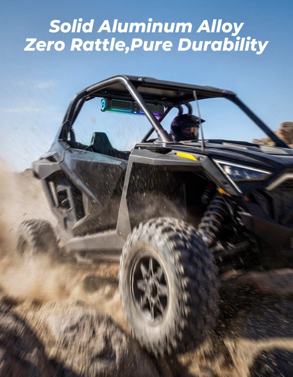 Midnight 70 Gen2 UTV Soundbar designed with Solid Aluminum Alloy