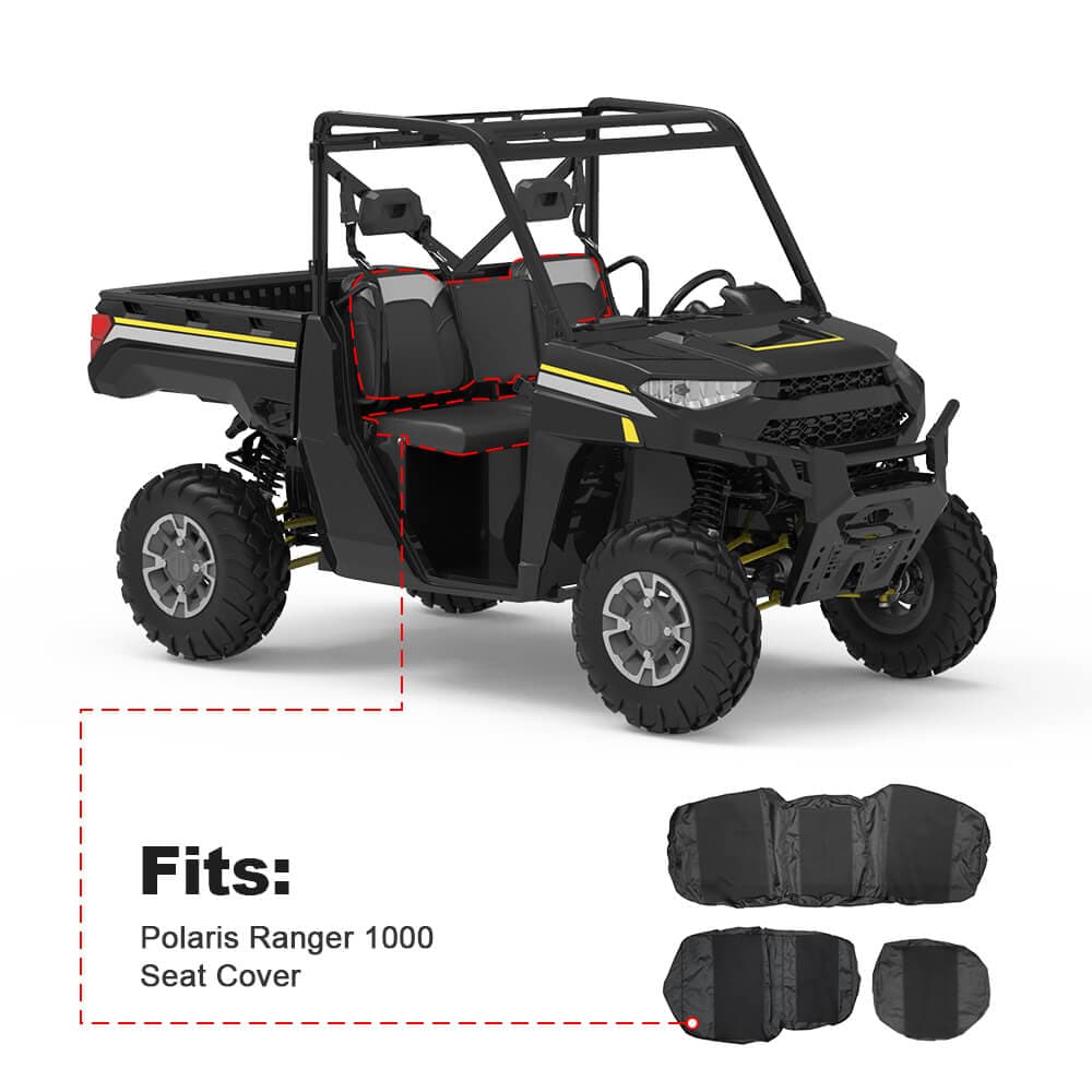Polaris Ranger 1000 Adjustable Break Away Side Mirrors & UTV Waterproof Seat Cover - KEMIMOTO