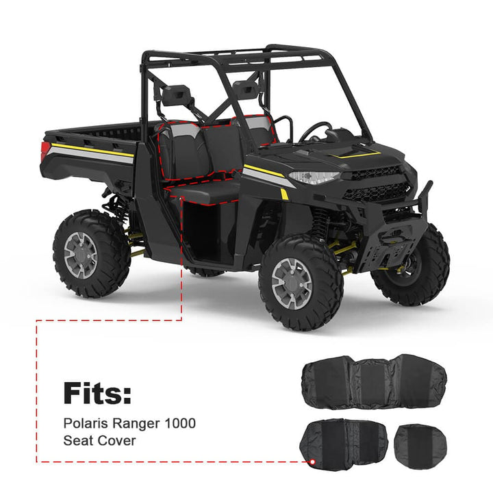 Polaris Ranger 1000 Adjustable Break Away Side Mirrors & UTV Waterproof Seat Cover - KEMIMOTO