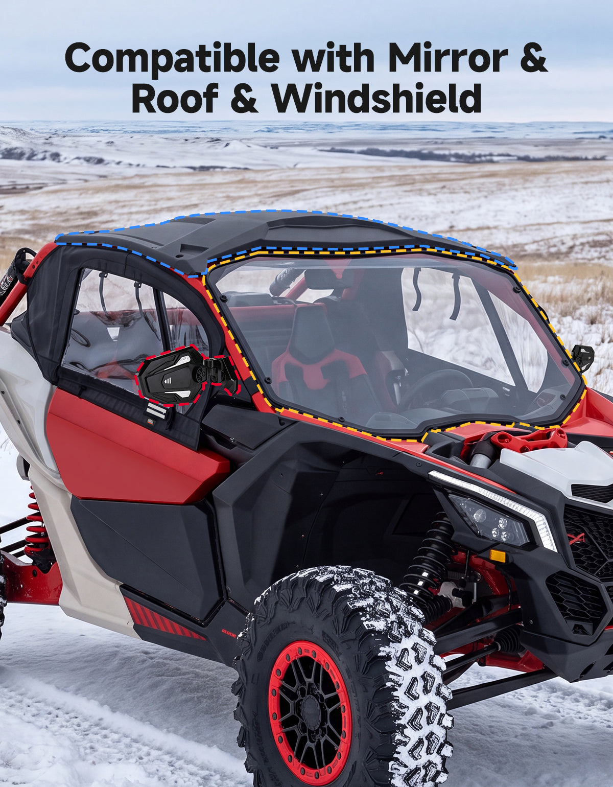 KEMIMOTO Soft Upper Doors with Frame for Can-Am Maverick X3 2 Seater with Premium YKK Zippers
