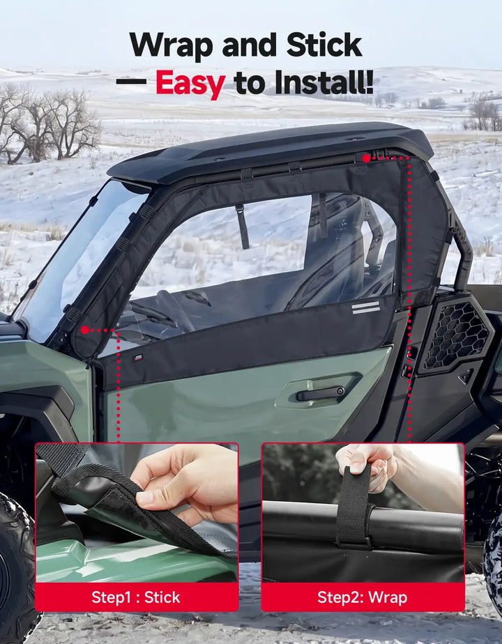KEMIMOTO Soft Upper Doors for Can-Am Commander with YKK Zippers