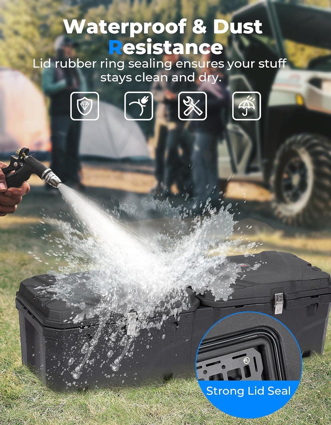 UTV Bed Box 29GAL for Polaris Ranger 1000 / XP 1000 / CREW 2018-2024 - Kemimoto