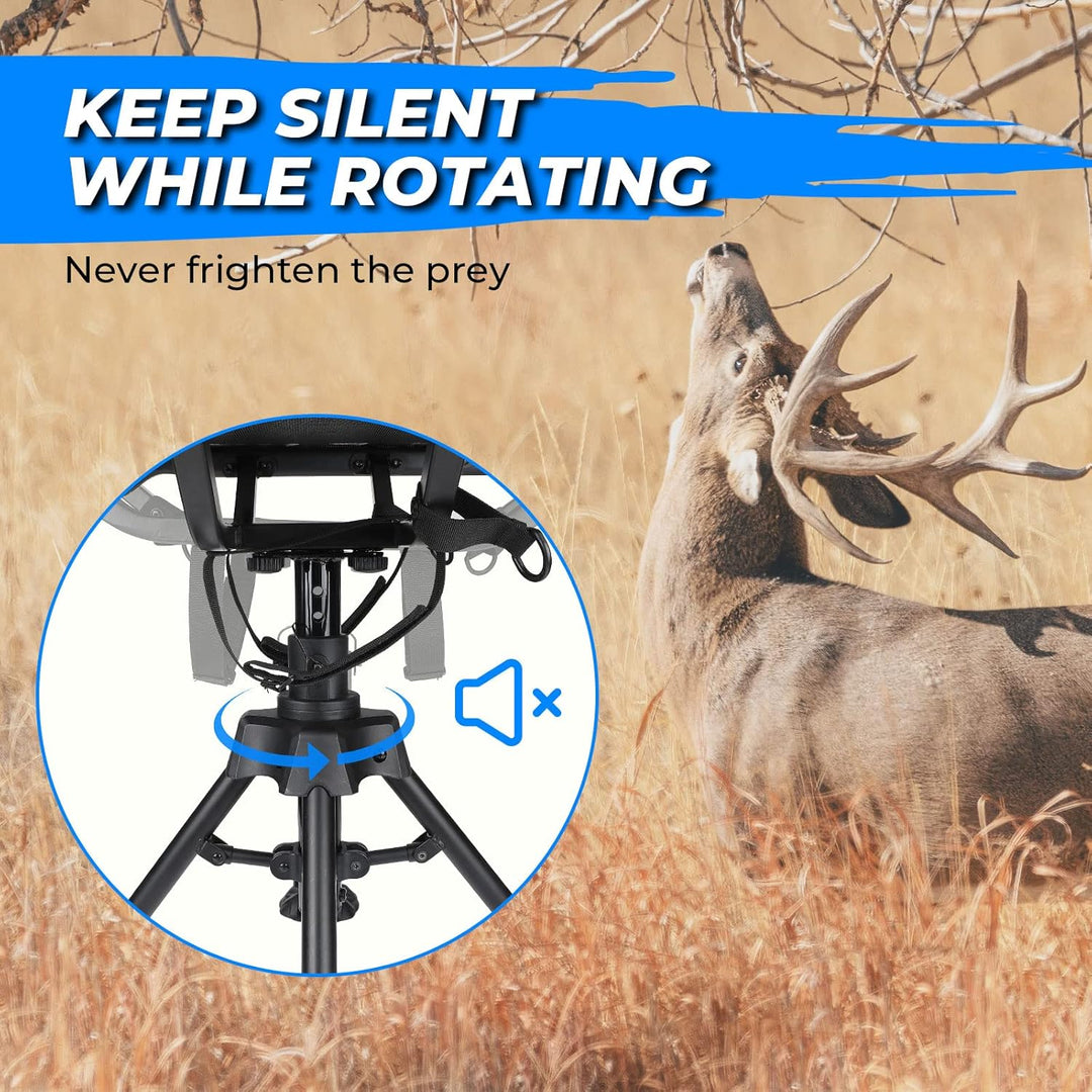 Hunting Fishing Chair 360° Adjustable Silent Swivel Folding