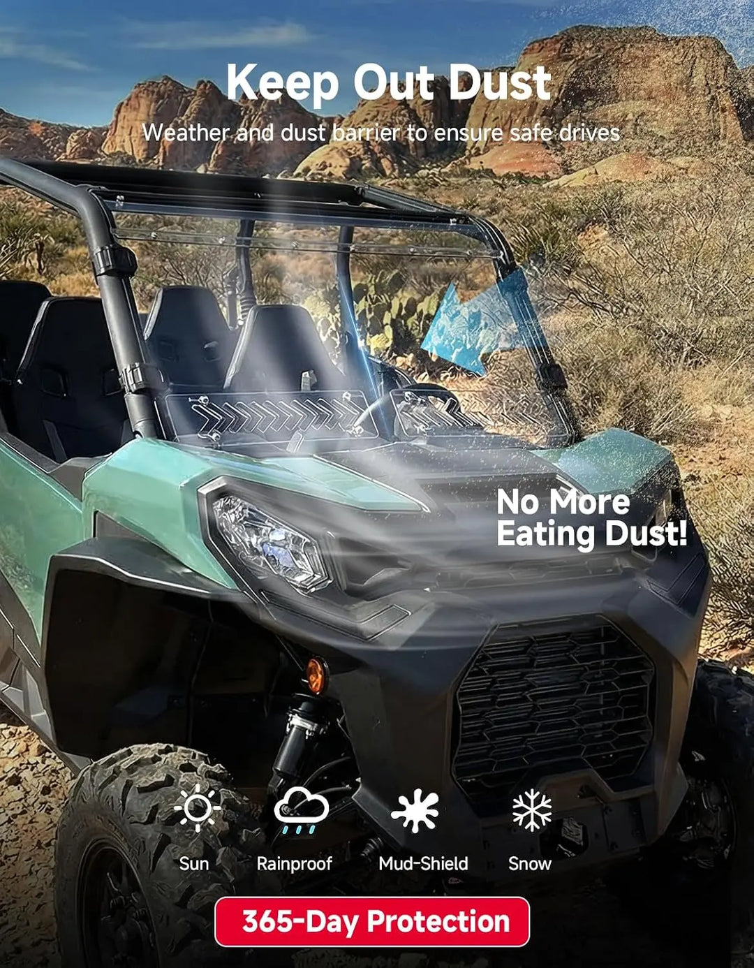 Vented Full Windshield For Can-Am Commander Maverick Sport Trail  (2018–2026)