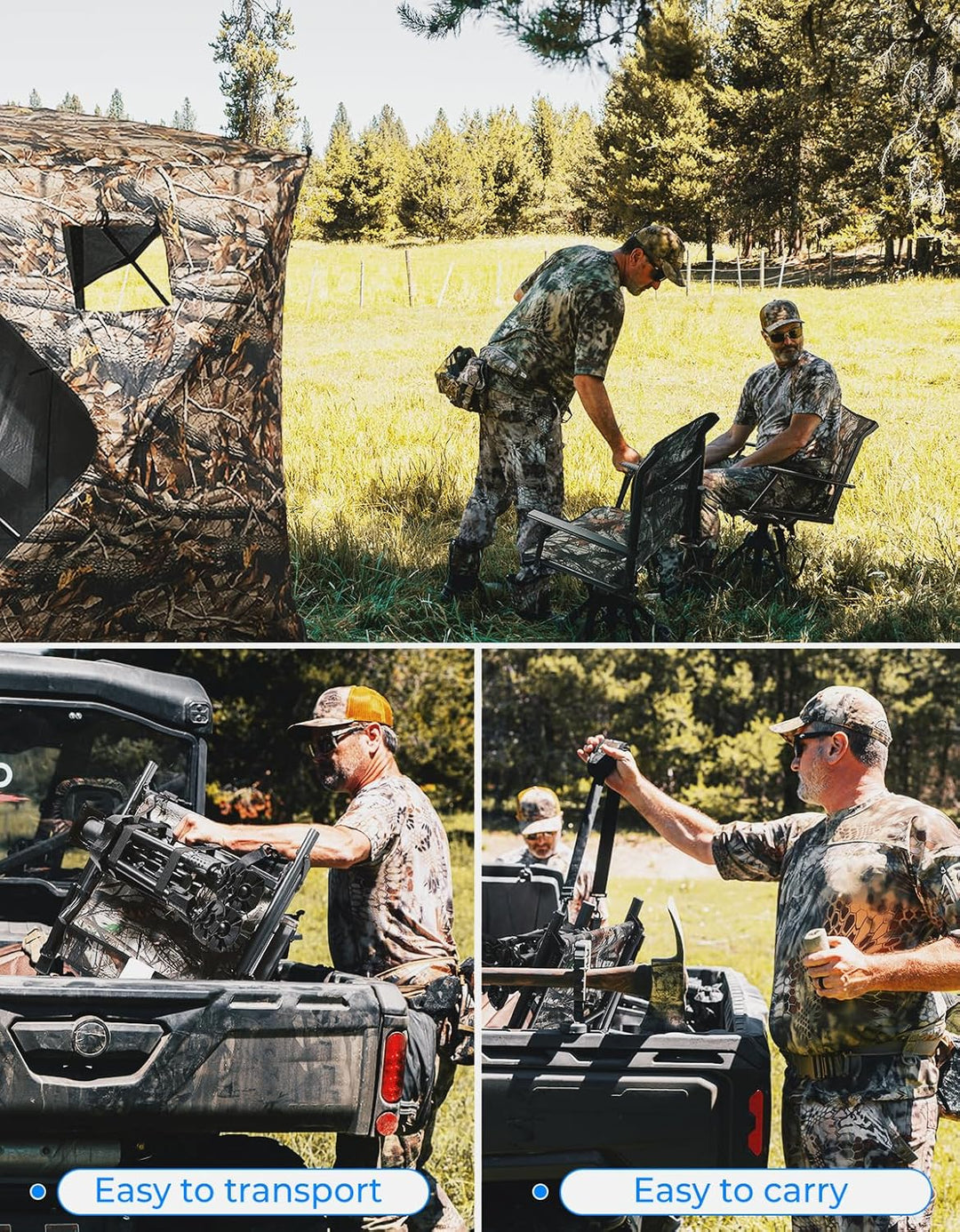 Hunting Fishing Chair 360° Adjustable Silent Swivel Folding