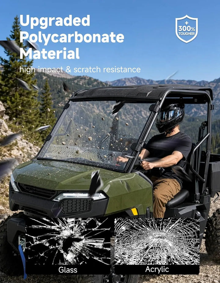 KEMIMOTO Vented Front Windshield for Polaris Ranger 500 2026–2027